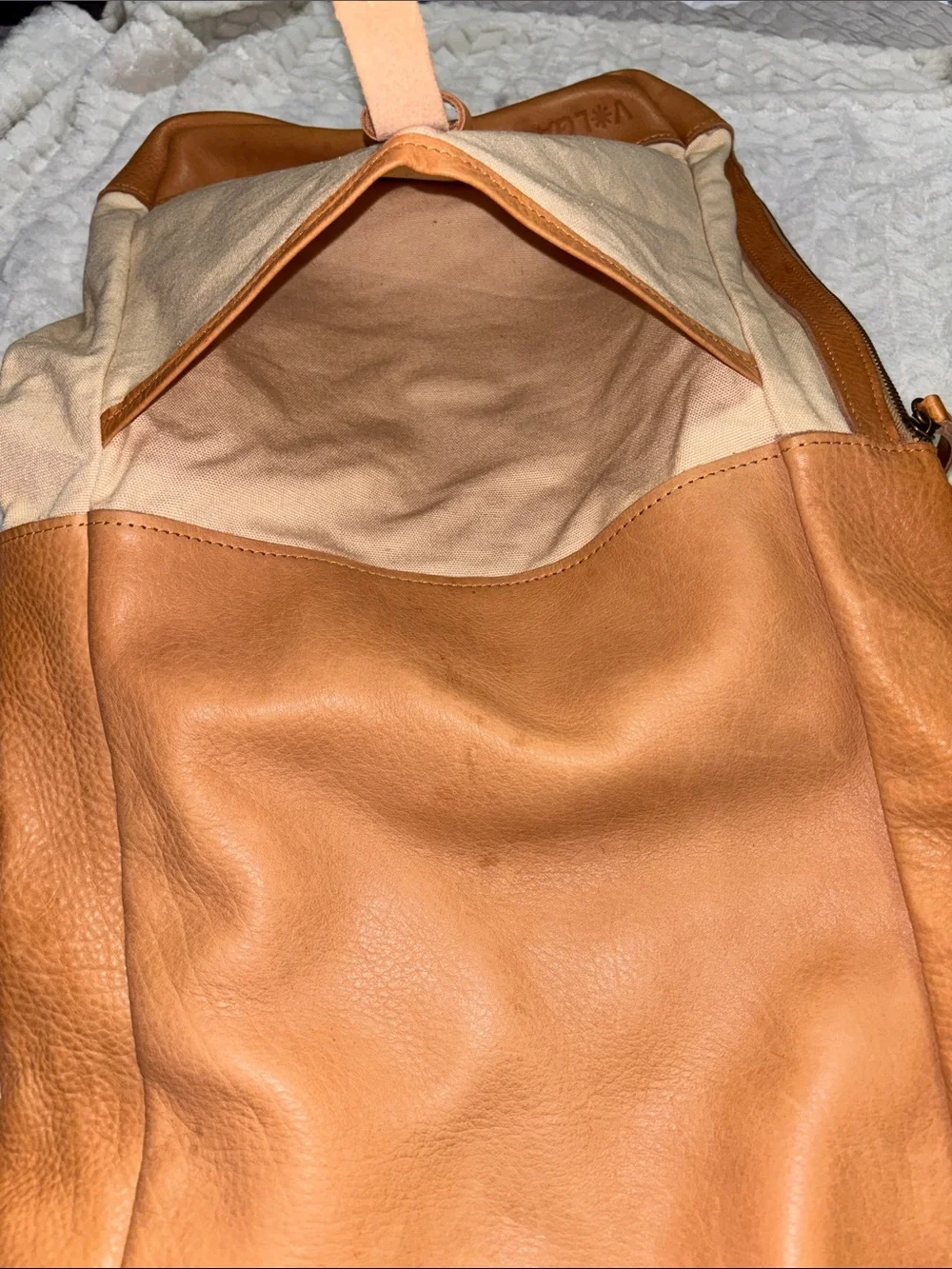Canvas & Leather Two-Tone Tan Backpack